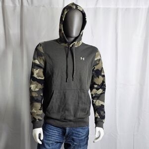 Under Armour Rival Fleece Block Hoodie sz S Green Camouflage Loose Fit
